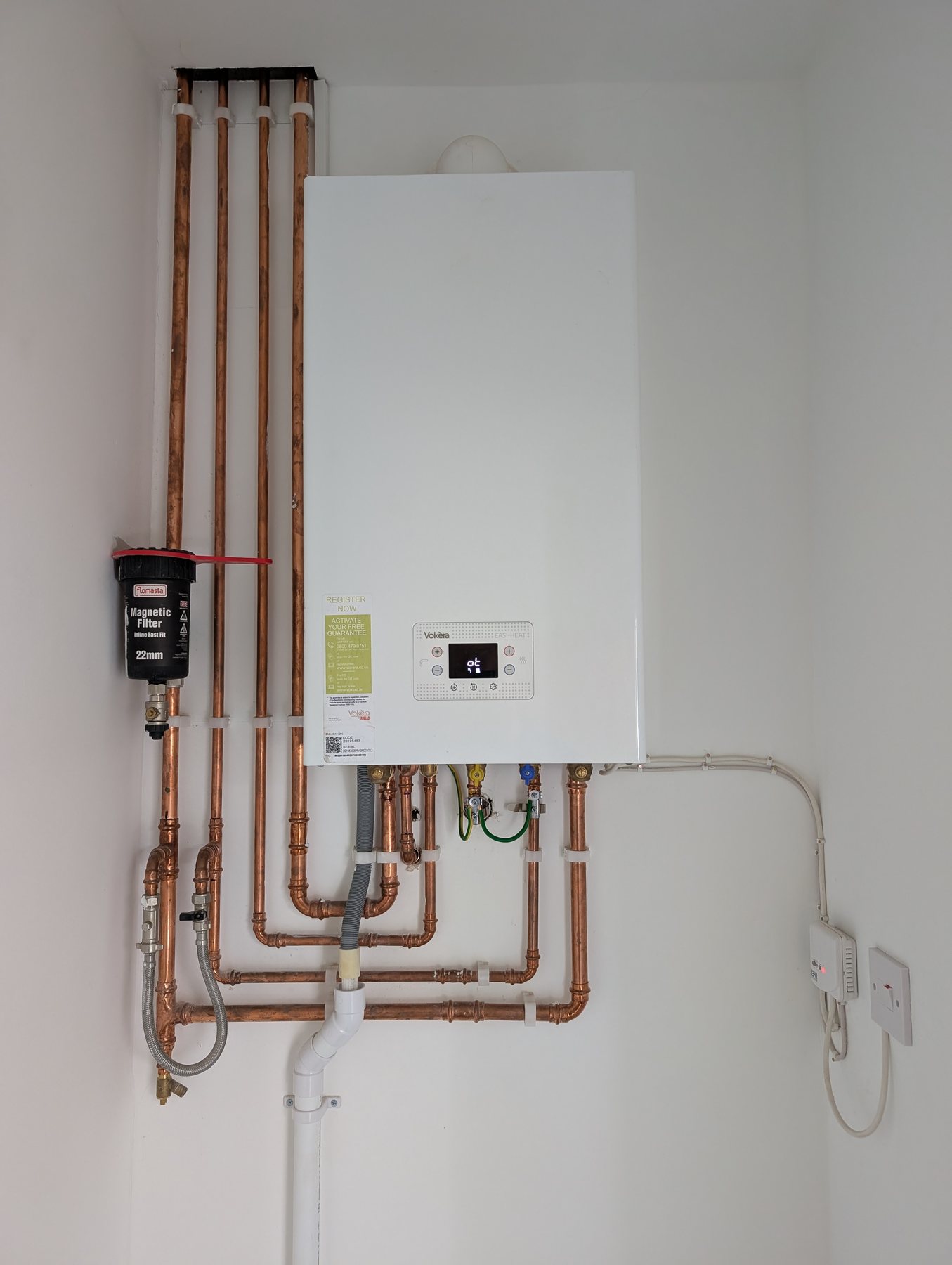 Completed Vokera boiler and copper pipework installation by J6 Plumbing and Heating